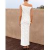 image:imageZESICA Womens Summer One Shoulder Floral Bodycon Midi Dress 2026 Ruched Elegant Wedding Cocktail Party Long DressesWhite