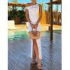 image:imageZESICA Womens Summer One Shoulder Floral Bodycon Midi Dress 2026 Ruched Elegant Wedding Cocktail Party Long DressesWhite