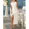image:imageZESICA Womens Summer One Shoulder Floral Bodycon Midi Dress 2026 Ruched Elegant Wedding Cocktail Party Long DressesWhite