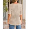 image:imageZESICA Womens Summer Short Sleeve Knit Tops 2026 Crewneck Crochet Sweater Tops for Women Casual Trendy Tunic BlousesApricot