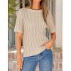 image:imageZESICA Womens Summer Short Sleeve Knit Tops 2026 Crewneck Crochet Sweater Tops for Women Casual Trendy Tunic BlousesApricot