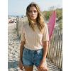 image:imageZESICA Womens Summer Short Sleeve Knit Tops 2026 Crewneck Crochet Sweater Tops for Women Casual Trendy Tunic BlousesApricot