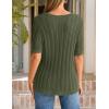 image:imageZESICA Womens Summer Short Sleeve Knit Tops 2026 Crewneck Crochet Sweater Tops for Women Casual Trendy Tunic BlousesArmy Green