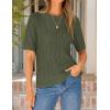 image:imageZESICA Womens Summer Short Sleeve Knit Tops 2026 Crewneck Crochet Sweater Tops for Women Casual Trendy Tunic BlousesArmy Green