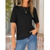 image:imageZESICA Womens Summer Short Sleeve Knit Tops 2026 Crewneck Crochet Sweater Tops for Women Casual Trendy Tunic BlousesBlack