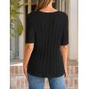 image:imageZESICA Womens Summer Short Sleeve Knit Tops 2026 Crewneck Crochet Sweater Tops for Women Casual Trendy Tunic BlousesBlack