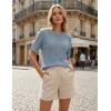 image:imageZESICA Womens Summer Short Sleeve Knit Tops 2026 Crewneck Crochet Sweater Tops for Women Casual Trendy Tunic BlousesBlue