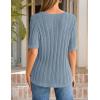image:imageZESICA Womens Summer Short Sleeve Knit Tops 2026 Crewneck Crochet Sweater Tops for Women Casual Trendy Tunic BlousesBlue