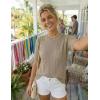 image:imageZESICA Womens Summer Short Sleeve Knit Tops 2026 Crewneck Crochet Sweater Tops for Women Casual Trendy Tunic BlousesKhaki