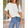 image:imageZESICA Womens Summer Short Sleeve Knit Tops 2026 Crewneck Crochet Sweater Tops for Women Casual Trendy Tunic BlousesWhite