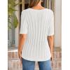image:imageZESICA Womens Summer Short Sleeve Knit Tops 2026 Crewneck Crochet Sweater Tops for Women Casual Trendy Tunic BlousesWhite