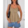 image:imageZESICA Womens Summer Spaghetti Strap Tank Tops 2026 Trendy Going Out Sleeveless V Neck Flowy Y2K Cami Top Fashion OutfitsKhaki