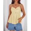 image:imageZESICA Womens Summer Spaghetti Strap Tank Tops 2026 Trendy Going Out Sleeveless V Neck Flowy Y2K Cami Top Fashion OutfitsLight Yellow