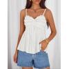 image:imageZESICA Womens Summer Spaghetti Strap Tank Tops 2026 Trendy Going Out Sleeveless V Neck Flowy Y2K Cami Top Fashion OutfitsWhite