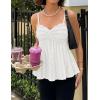 image:imageZESICA Womens Summer Spaghetti Strap Tank Tops 2026 Trendy Going Out Sleeveless V Neck Flowy Y2K Cami Top Fashion OutfitsWhite