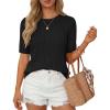 image:imageZESICA Womens Summer Short Sleeve Knit Tops 2026 Crewneck Crochet Sweater Tops for Women Casual Trendy Tunic BlousesBlack