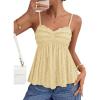 image:imageZESICA Womens Summer Spaghetti Strap Tank Tops 2026 Trendy Going Out Sleeveless V Neck Flowy Y2K Cami Top Fashion OutfitsLight Yellow