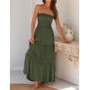 image:imageZESICA Womens 2026 Summer Boho Maxi Dresses Strapless Off Shoulder Lace Flowy A Line Beach Vacation Long SundressArmygreen