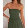 image:imageZESICA Womens 2026 Summer Boho Maxi Dresses Strapless Off Shoulder Lace Flowy A Line Beach Vacation Long SundressArmygreen