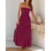 image:imageZESICA Womens 2026 Summer Boho Maxi Dresses Strapless Off Shoulder Lace Flowy A Line Beach Vacation Long SundressFuchsia