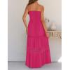 image:imageZESICA Womens 2026 Summer Boho Maxi Dresses Strapless Off Shoulder Lace Flowy A Line Beach Vacation Long SundressRose
