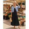 image:imageZESICA Womens 2026 Summer Boho Strapless Midi Dresses Off Shoulder Smocked Eyelet Wedding Guest Beach Long Dress PocketsBlack