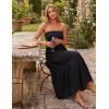 image:imageZESICA Womens 2026 Summer Boho Strapless Midi Dresses Off Shoulder Smocked Eyelet Wedding Guest Beach Long Dress PocketsBlack