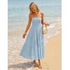 image:imageZESICA Womens 2026 Summer Boho Strapless Midi Dresses Off Shoulder Smocked Eyelet Wedding Guest Beach Long Dress PocketsBlue