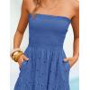image:imageZESICA Womens 2026 Summer Boho Strapless Midi Dresses Off Shoulder Smocked Eyelet Wedding Guest Beach Long Dress PocketsDustyblue