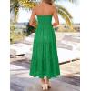 image:imageZESICA Womens 2026 Summer Boho Strapless Midi Dresses Off Shoulder Smocked Eyelet Wedding Guest Beach Long Dress PocketsGreen