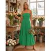 image:imageZESICA Womens 2026 Summer Boho Strapless Midi Dresses Off Shoulder Smocked Eyelet Wedding Guest Beach Long Dress PocketsGreen