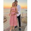 image:imageZESICA Womens 2026 Summer Boho Strapless Midi Dresses Off Shoulder Smocked Eyelet Wedding Guest Beach Long Dress PocketsPink