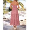 image:imageZESICA Womens 2026 Summer Boho Strapless Midi Dresses Off Shoulder Smocked Eyelet Wedding Guest Beach Long Dress PocketsPink