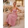 image:imageZESICA Womens 2026 Summer Boho Strapless Midi Dresses Off Shoulder Smocked Eyelet Wedding Guest Beach Long Dress PocketsPink