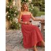 image:imageZESICA Womens 2026 Summer Boho Strapless Midi Dresses Off Shoulder Smocked Eyelet Wedding Guest Beach Long Dress PocketsWatermelon