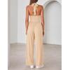 image:imageZESICA Womens Summer 2026 Sleeveless Halter Neck Jumpsuits One Piece Wide Leg Jumper Rompers Beach Vacation OutfitsApricot