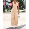 image:imageZESICA Womens Summer 2026 Sleeveless Halter Neck Jumpsuits One Piece Wide Leg Jumper Rompers Beach Vacation OutfitsApricot