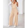 image:imageZESICA Womens Summer 2026 Sleeveless Halter Neck Jumpsuits One Piece Wide Leg Jumper Rompers Beach Vacation OutfitsApricot