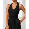 image:imageZESICA Womens Summer 2026 Sleeveless Halter Neck Jumpsuits One Piece Wide Leg Jumper Rompers Beach Vacation OutfitsBlack