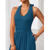 image:imageZESICA Womens Summer 2026 Sleeveless Halter Neck Jumpsuits One Piece Wide Leg Jumper Rompers Beach Vacation OutfitsBlue