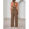 image:imageZESICA Womens Summer 2026 Sleeveless Halter Neck Jumpsuits One Piece Wide Leg Jumper Rompers Beach Vacation OutfitsBrown