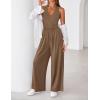 image:imageZESICA Womens Summer 2026 Sleeveless Halter Neck Jumpsuits One Piece Wide Leg Jumper Rompers Beach Vacation OutfitsBrown