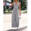 image:imageZESICA Womens Summer 2026 Sleeveless Halter Neck Jumpsuits One Piece Wide Leg Jumper Rompers Beach Vacation OutfitsGray
