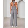 image:imageZESICA Womens Summer 2026 Sleeveless Halter Neck Jumpsuits One Piece Wide Leg Jumper Rompers Beach Vacation OutfitsGray