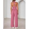 image:imageZESICA Womens Summer 2026 Sleeveless Halter Neck Jumpsuits One Piece Wide Leg Jumper Rompers Beach Vacation OutfitsPink