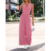 image:imageZESICA Womens Summer 2026 Sleeveless Halter Neck Jumpsuits One Piece Wide Leg Jumper Rompers Beach Vacation OutfitsPink