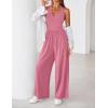 image:imageZESICA Womens Summer 2026 Sleeveless Halter Neck Jumpsuits One Piece Wide Leg Jumper Rompers Beach Vacation OutfitsPink