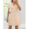 image:imageZESICA Womens Summer Short Sleeve Knit Mini Dress 2026 Casual V Neck Button Front Business Work Sweater Short DressesApricot