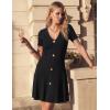 image:imageZESICA Womens Summer Short Sleeve Knit Mini Dress 2026 Casual V Neck Button Front Business Work Sweater Short DressesBlack