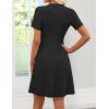 image:imageZESICA Womens Summer Short Sleeve Knit Mini Dress 2026 Casual V Neck Button Front Business Work Sweater Short DressesBlack